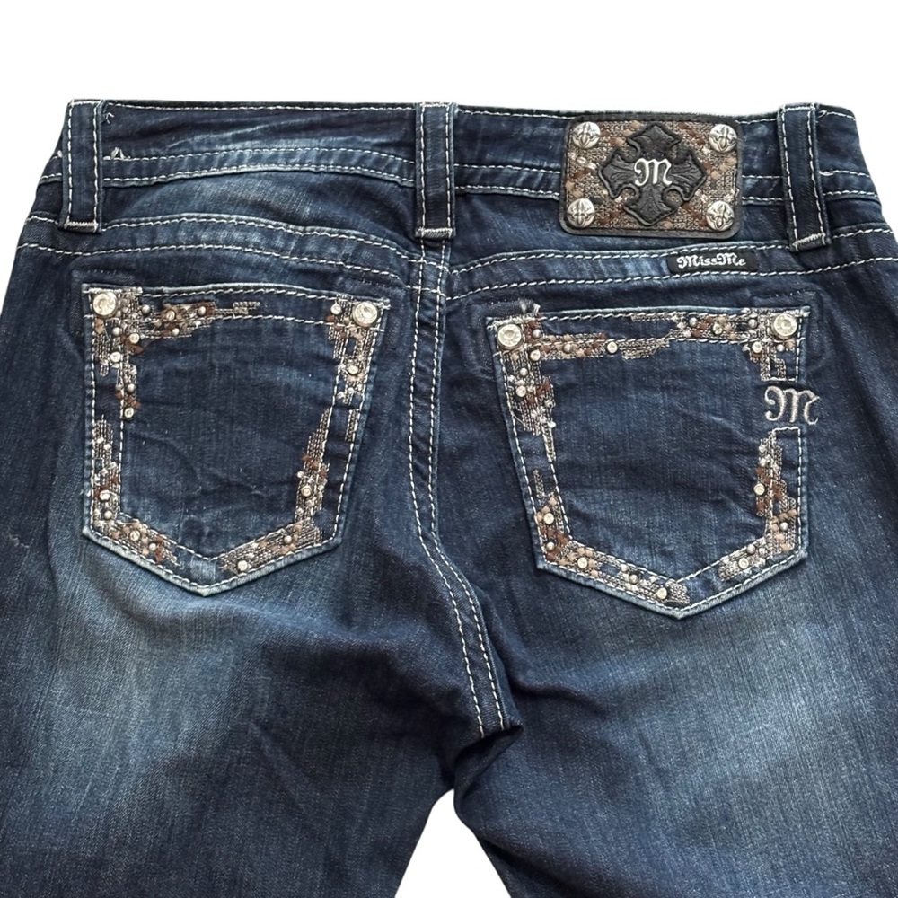 Miss Me Lightly Distressed Mid Rise Easy Skinny Jeans 27